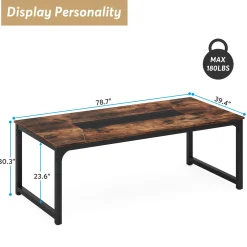 Dining Table for 6-8 Person, Industrial Kitchen Table with Metal Frame
