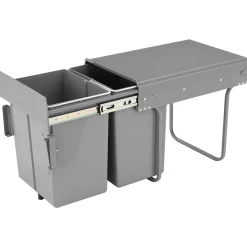 Double Pull Out Trash Can, Garbage for Under Kitchen Cabinets 44 Qt with Soft-Close Slides