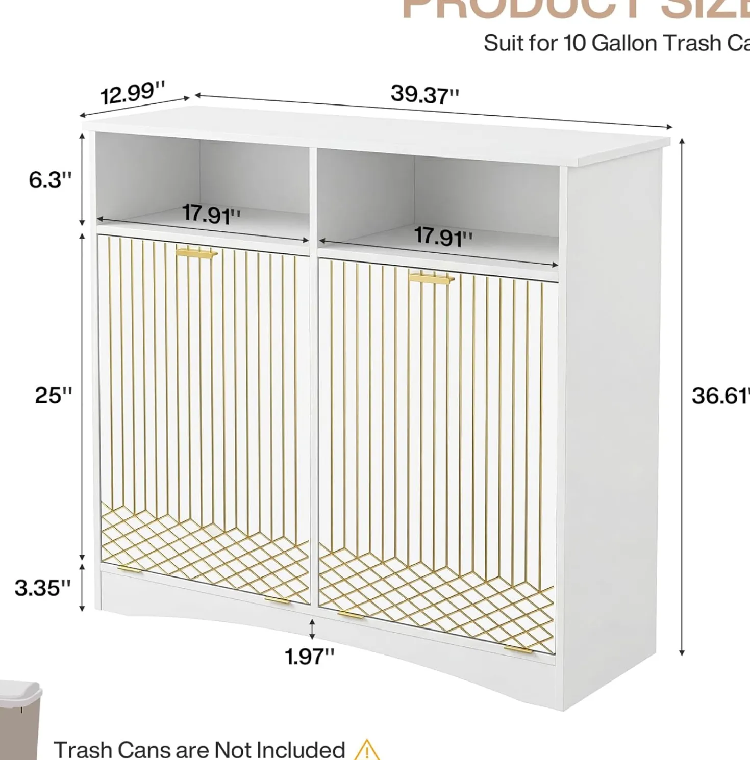 Double Tilt Out Trash Cabinet, 10 Gallon Hidden Trash Can Storage Cabinet
