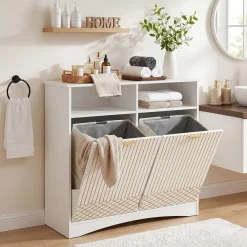 Double Tilt Out Trash Cabinet, 10 Gallon Hidden Trash Can Storage Cabinet