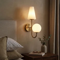 Double-Headed Wall Sconce, Elegant Wall Lamp Light Fixtures with Glass Shade