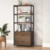 2-Drawer Bookshelf Etagere Bookcase with Open Shelves