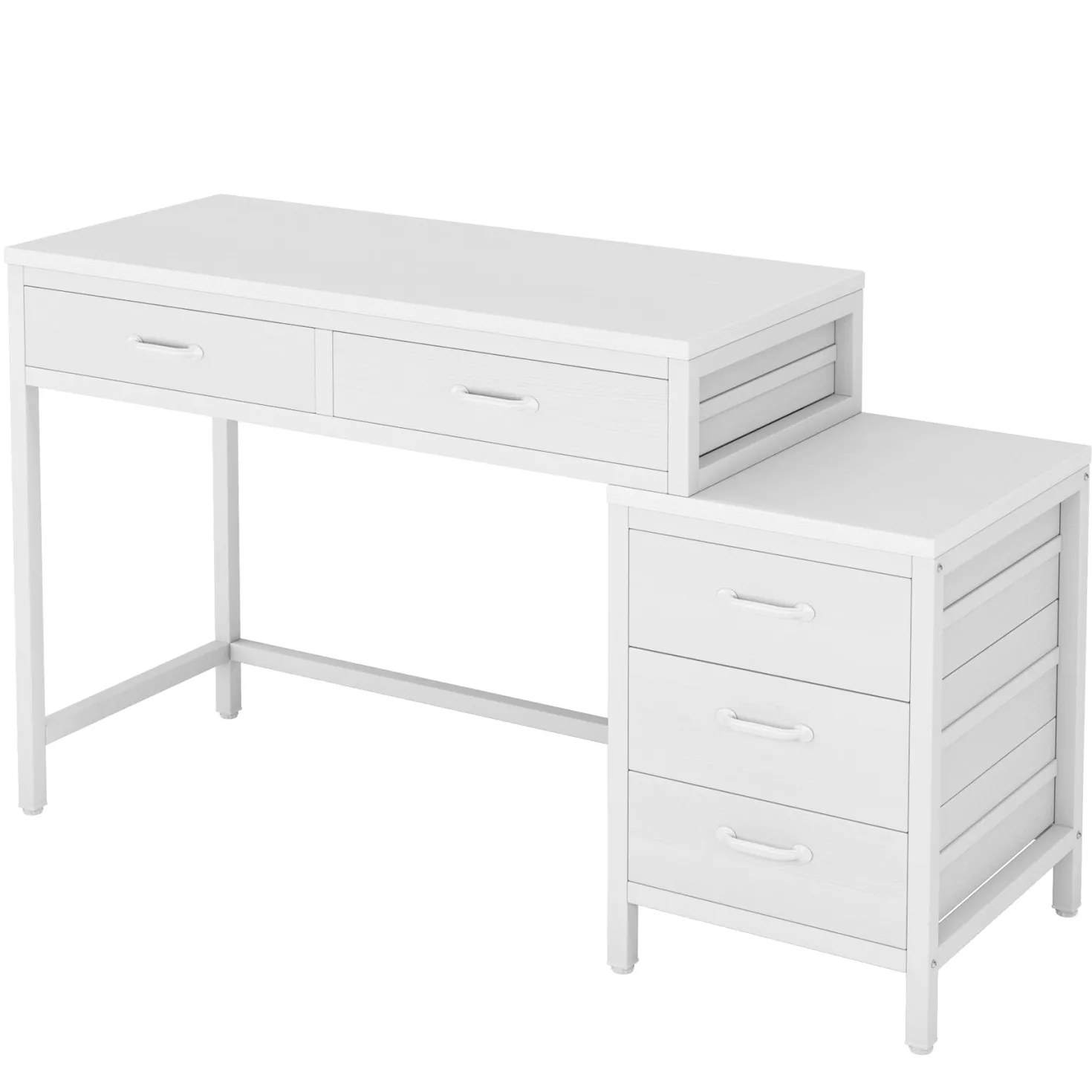 5-Drawer Computer Desk, Study Writing Table with Reversible Drawer Cabinet