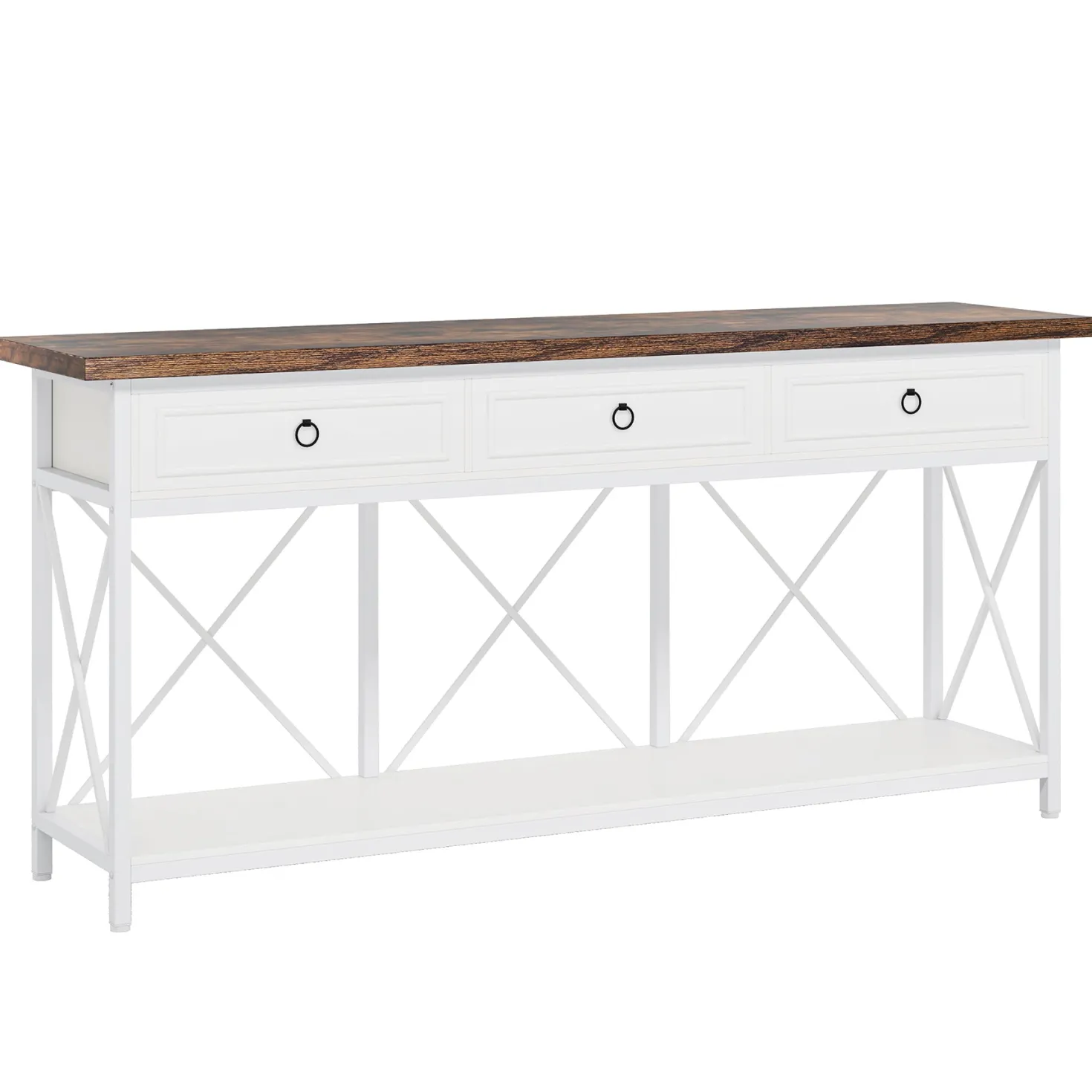 3-Drawer Console Table, 70.8" Sofa Foyer Table with Storage Shelf