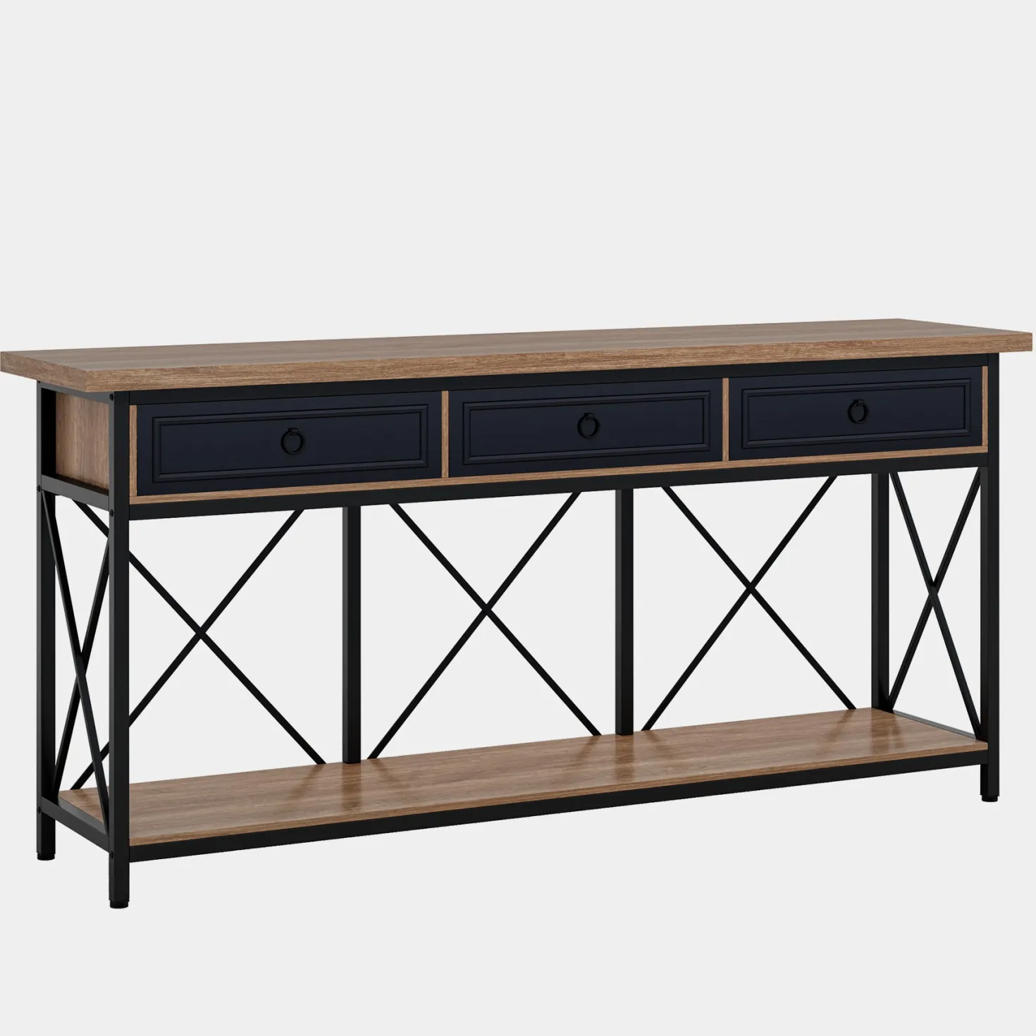 3-Drawer Console Table, 70.8" Sofa Foyer Table with Storage Shelf