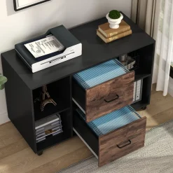 2-Drawer File Cabinet, Large Mobile Filing Cabinet for Letter Size