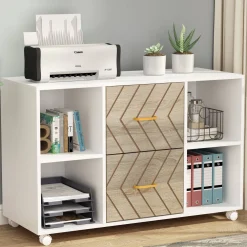2-Drawer File Cabinet, Large Mobile Filing Cabinet for Letter Size