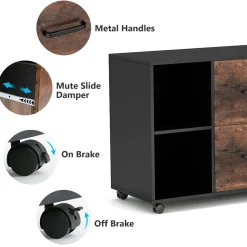 2-Drawer File Cabinet, Large Mobile Filing Cabinet for Letter Size