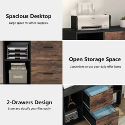 2-Drawer File Cabinet, Large Mobile Filing Cabinet for Letter Size