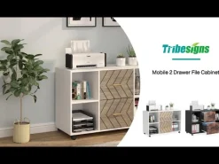 2-Drawer File Cabinet, Large Mobile Filing Cabinet for Letter Size