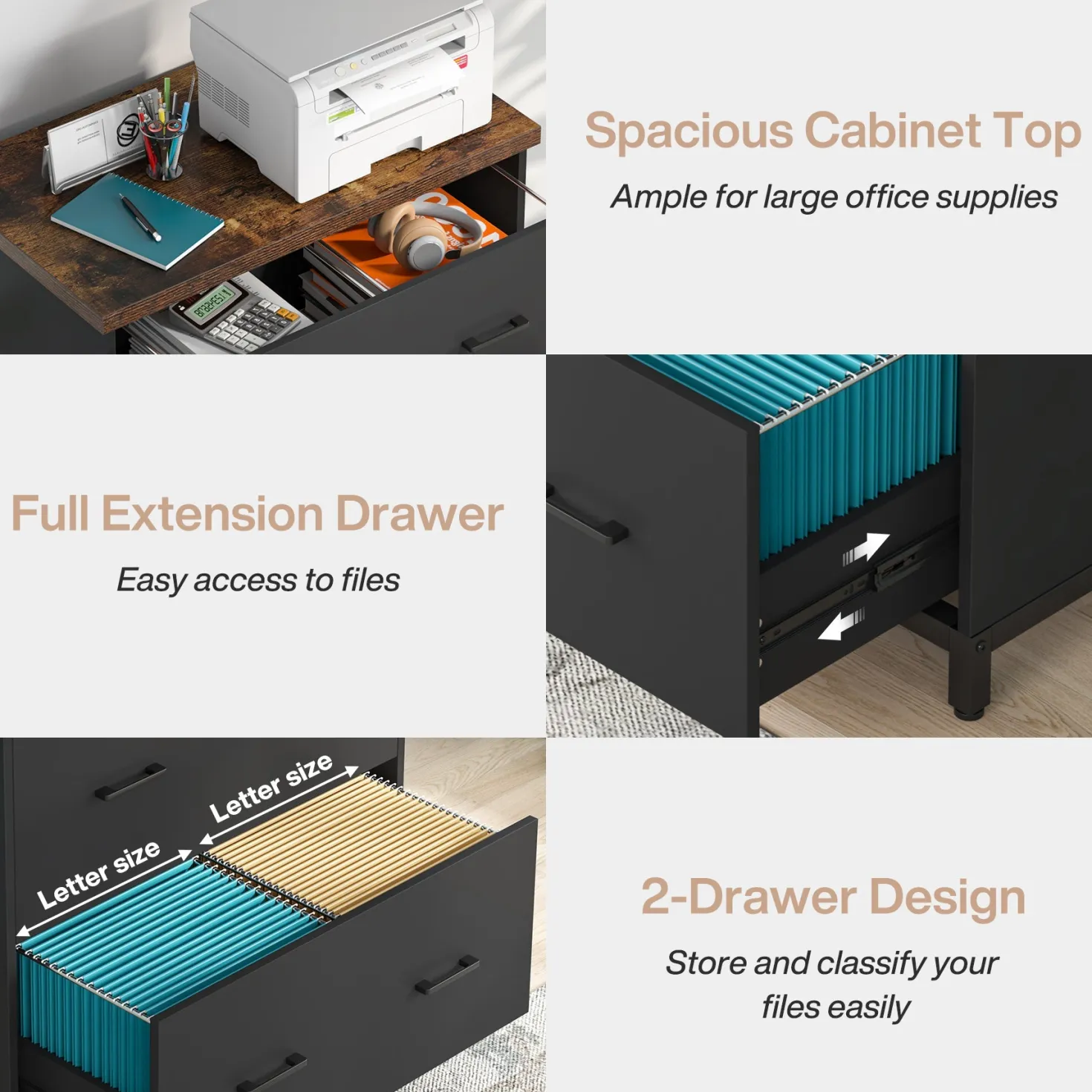 2-Drawer File Cabinet, Lateral Filing Cabinet Printer Stand