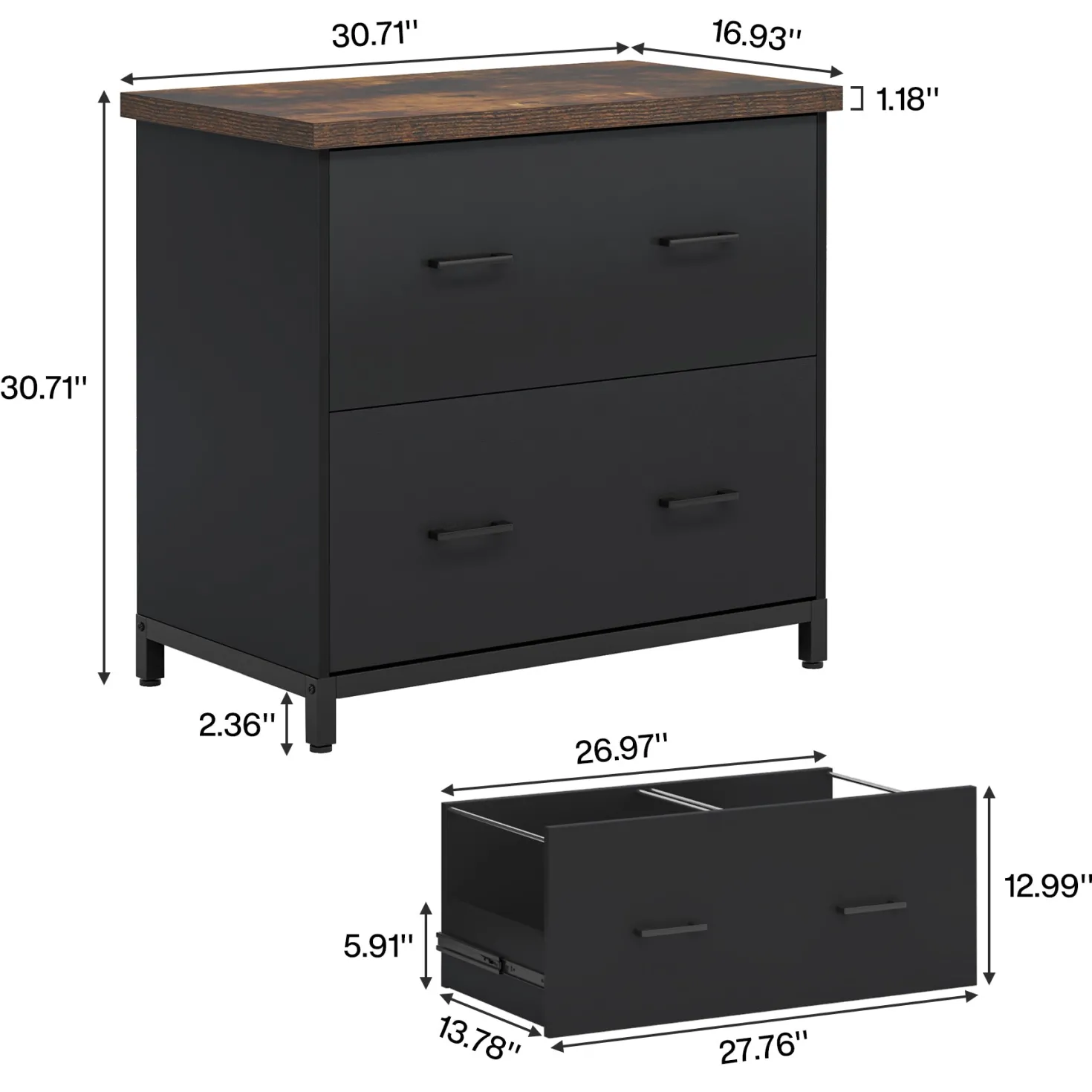 2-Drawer File Cabinet, Lateral Filing Cabinet Printer Stand