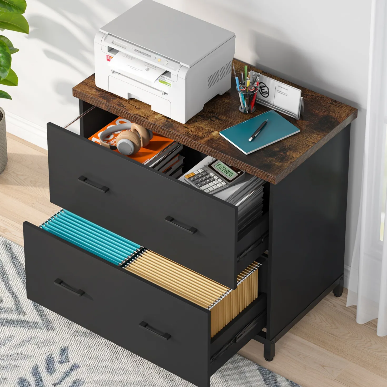 2-Drawer File Cabinet, Lateral Filing Cabinet Printer Stand