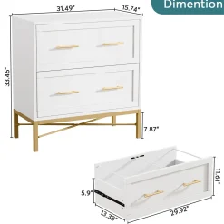 2-Drawer File Cabinet, Lateral Storage Cabinet Printer Stand