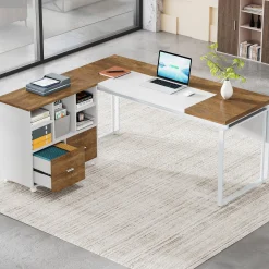 2-Drawer File Cabinet, Mobile Lateral Filing Cabinet with Shelves