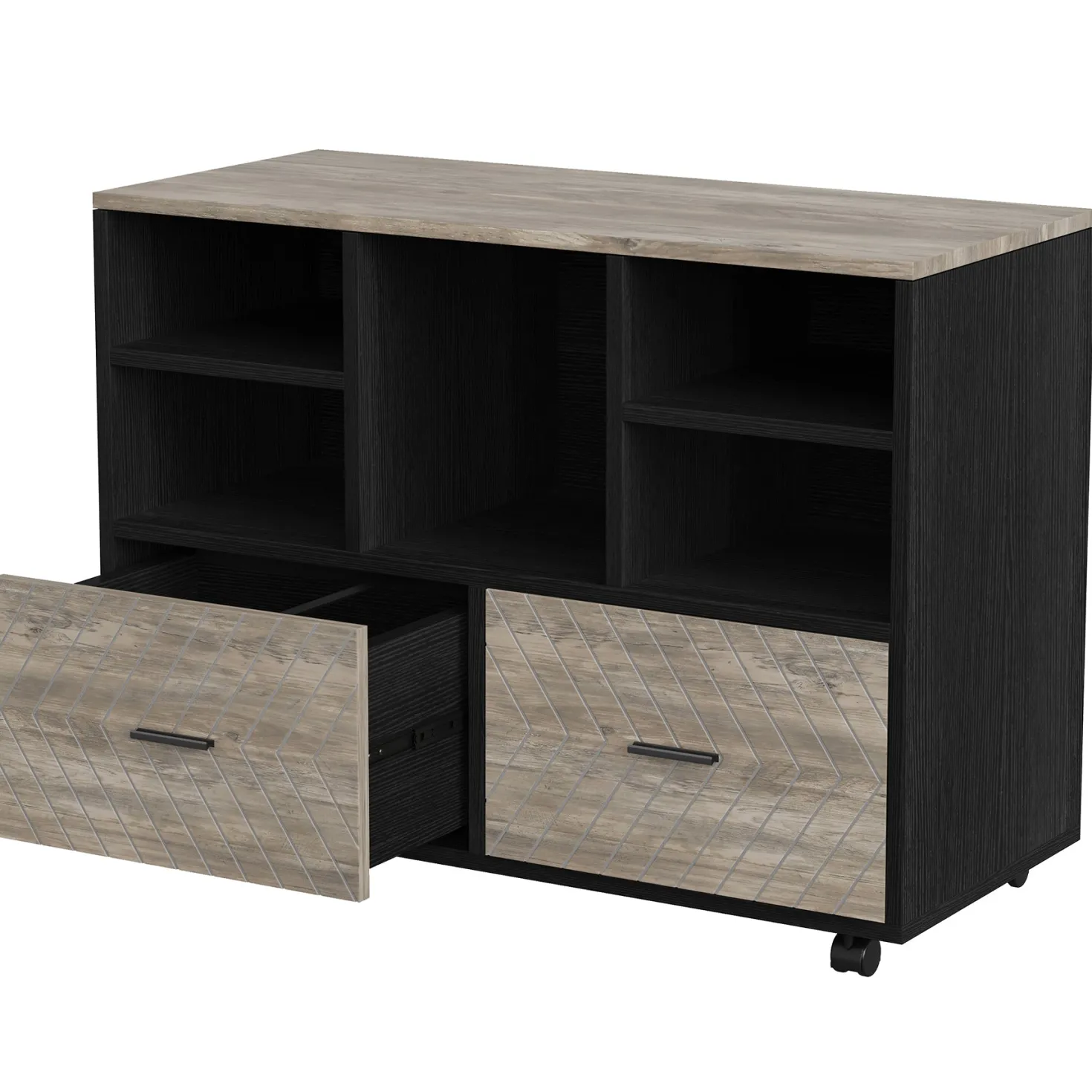 2-Drawer File Cabinet, Mobile Lateral Filing Cabinet with Shelves