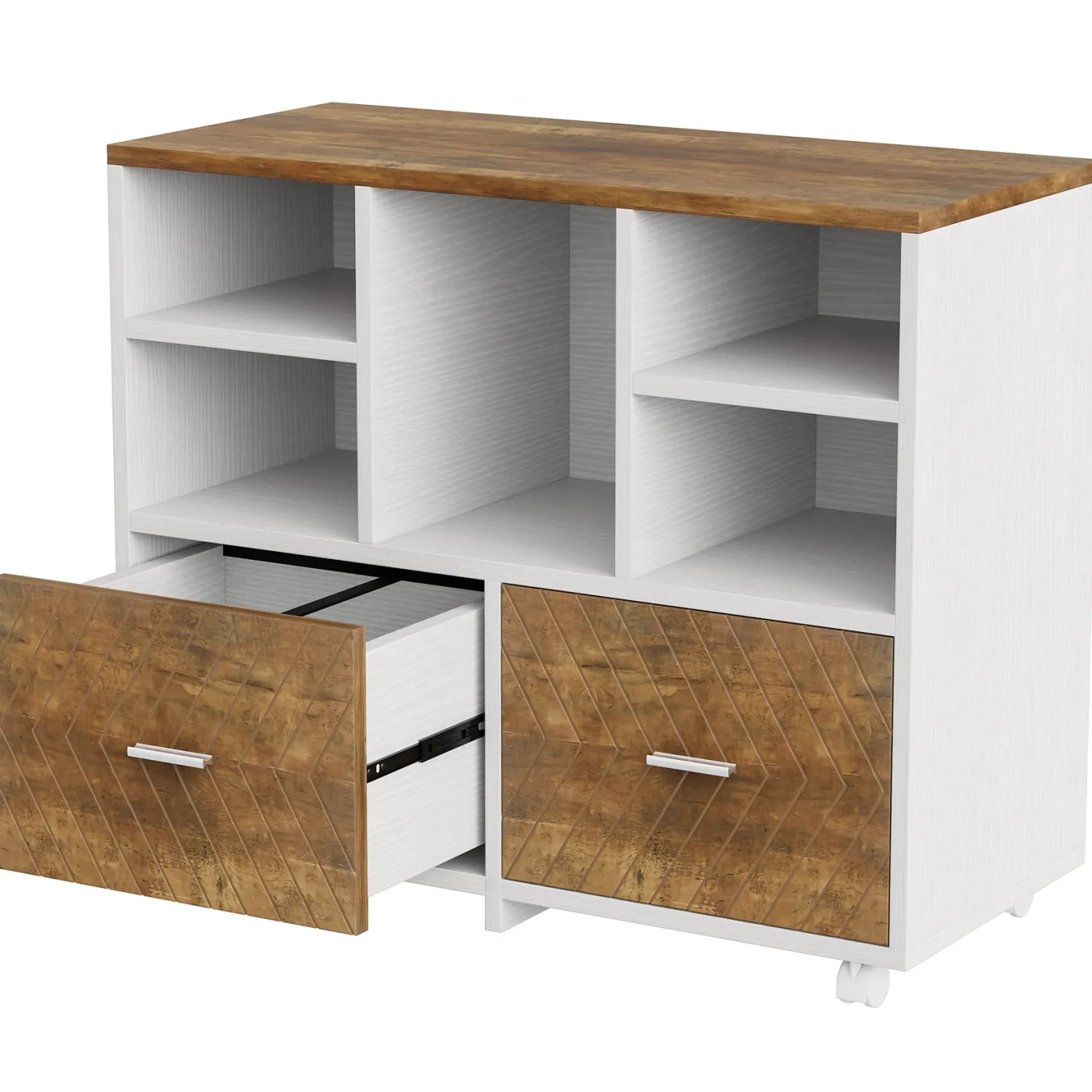 2-Drawer File Cabinet, Mobile Lateral Filing Cabinet with Shelves