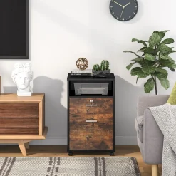 2-Drawer File Cabinet Mobile Printer Stand with Lock