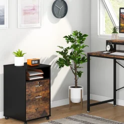 2-Drawer File Cabinet Mobile Printer Stand with Lock