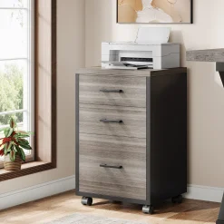 3-Drawer File Cabinet, Modern Rolling Printer Stand for Home Office