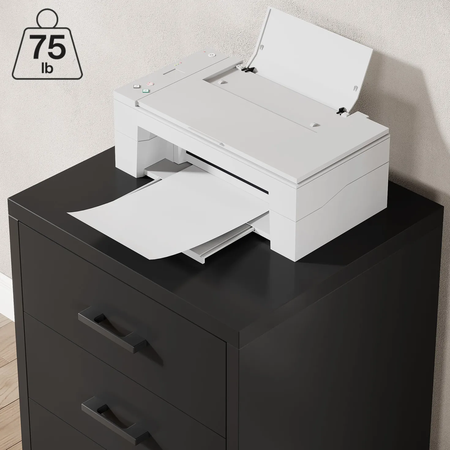 3-Drawer File Cabinet, Modern Rolling Printer Stand for Home Office