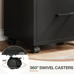 3-Drawer File Cabinet, Modern Rolling Printer Stand for Home Office
