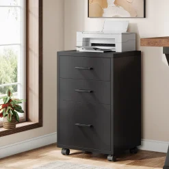 3-Drawer File Cabinet, Modern Rolling Printer Stand for Home Office