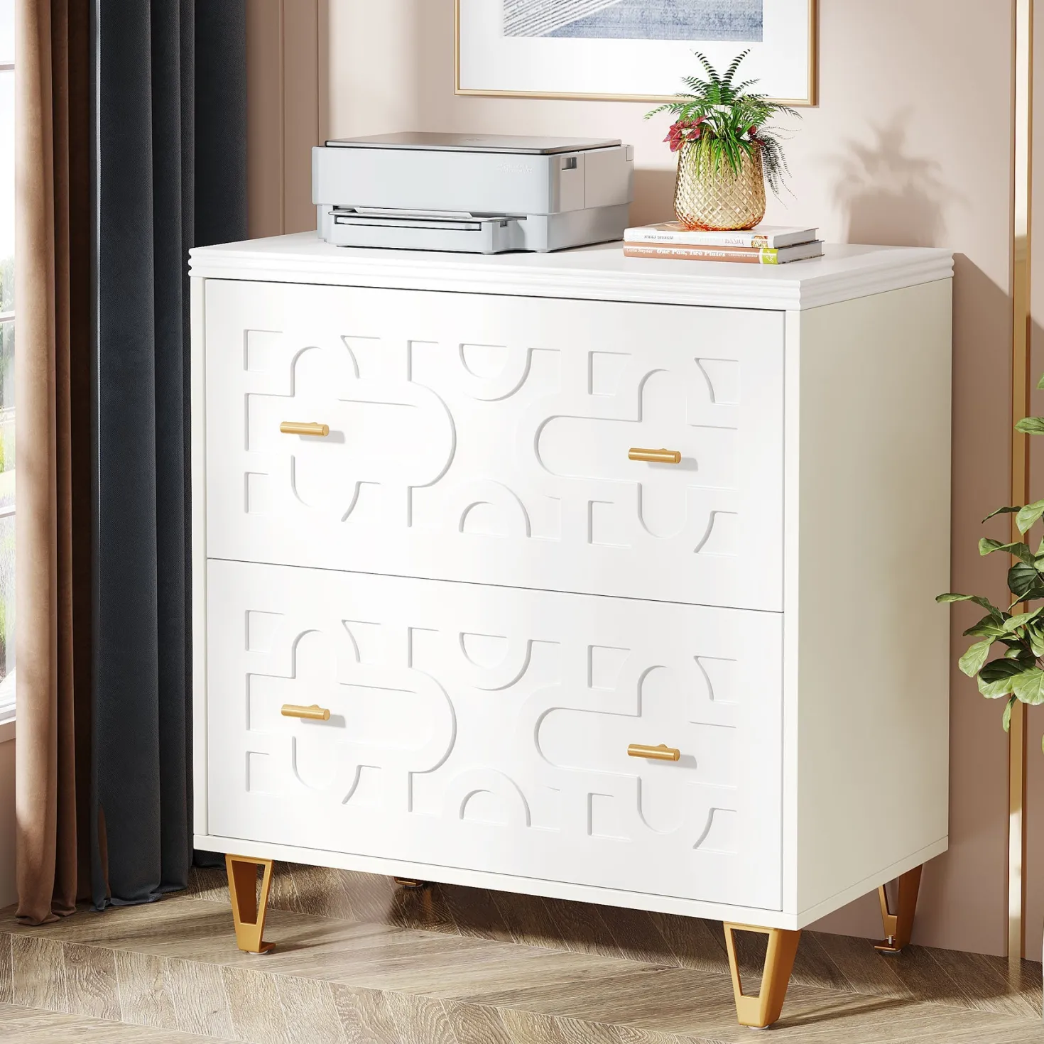 2-Drawer File Cabinet, Modern Storage Filing Cabinet Printer Stand