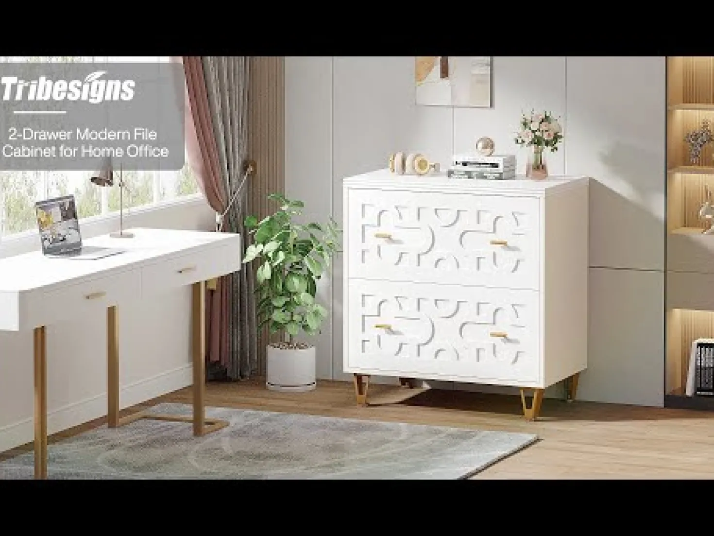 2-Drawer File Cabinet, Modern Storage Filing Cabinet Printer Stand