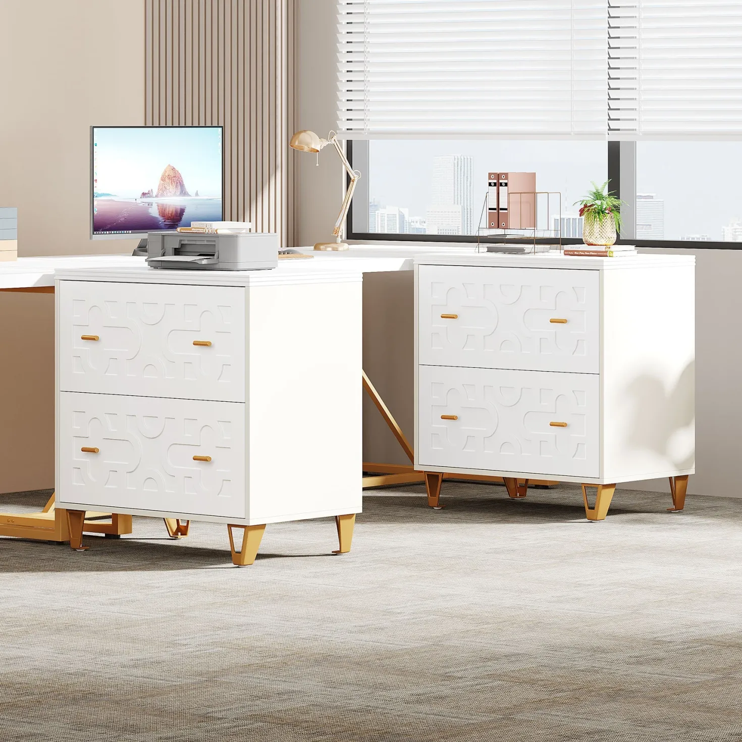2-Drawer File Cabinet, Modern Storage Filing Cabinet Printer Stand