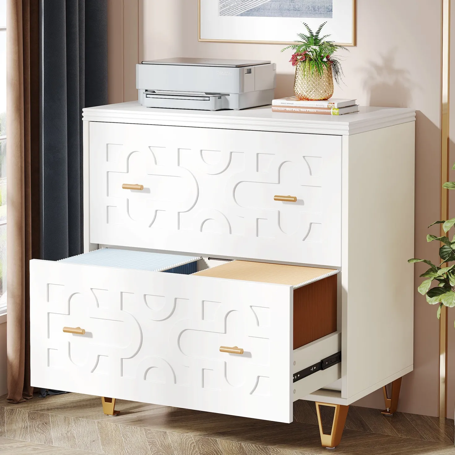 2-Drawer File Cabinet, Modern Storage Filing Cabinet Printer Stand