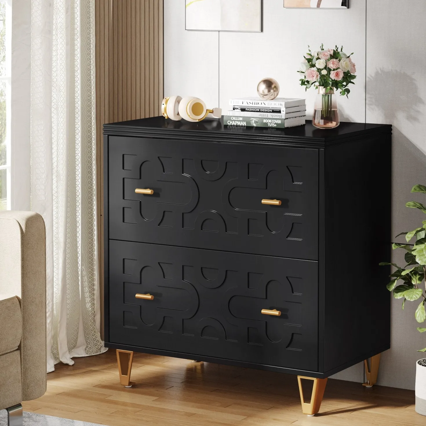 2-Drawer File Cabinet, Modern Storage Filing Cabinet Printer Stand