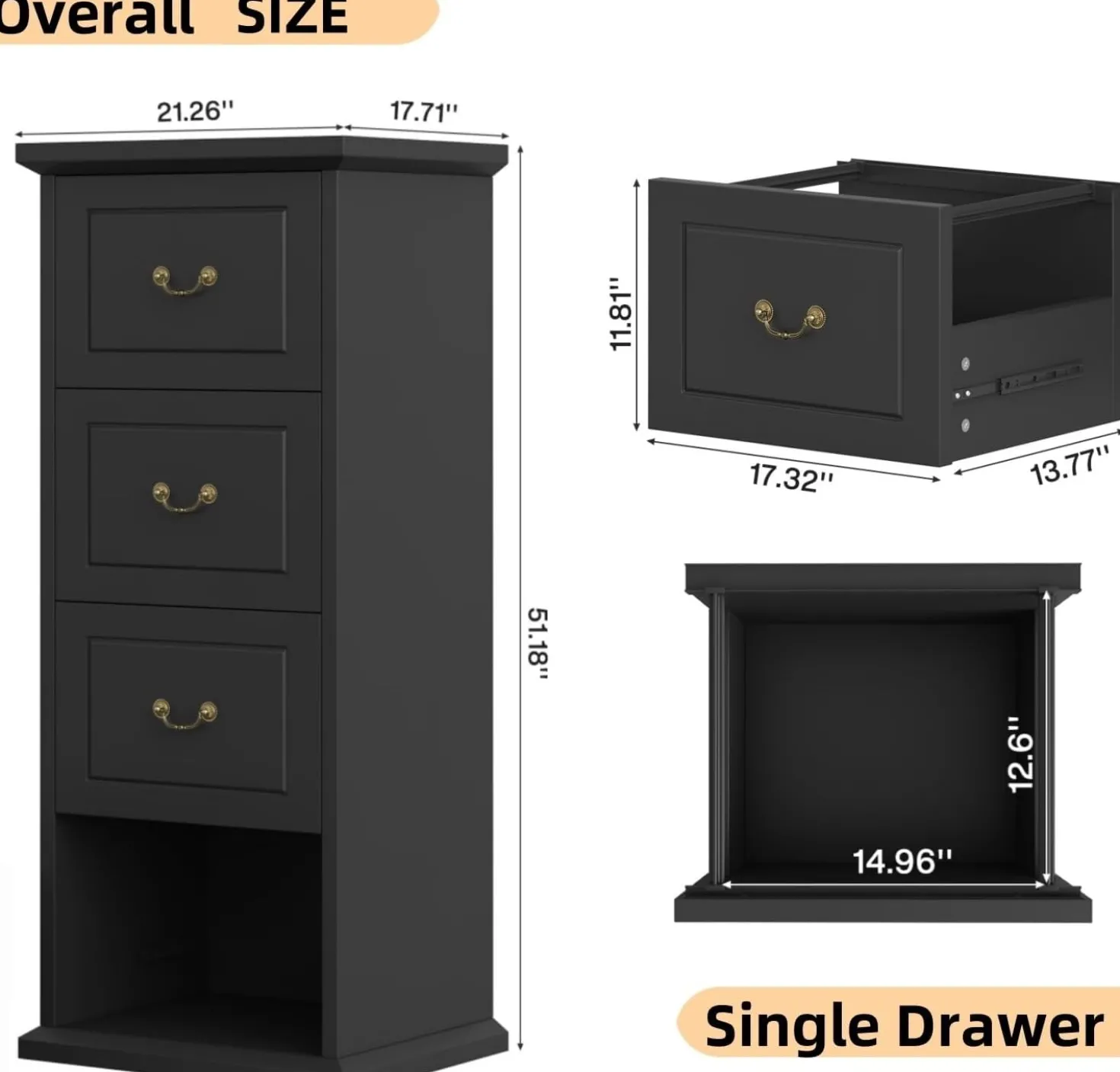 4-Drawer File Cabinet, Vertical Storage Filing Cabinet for A4 /Letter Size