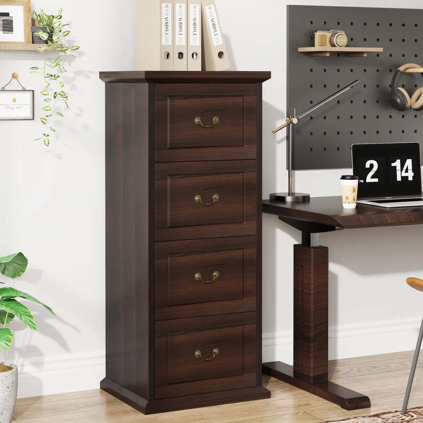 4-Drawer File Cabinet, Vertical Storage Filing Cabinet for A4 /Letter Size