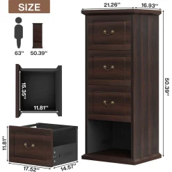 4-Drawer File Cabinet, Vertical Storage Filing Cabinet for A4 /Letter Size
