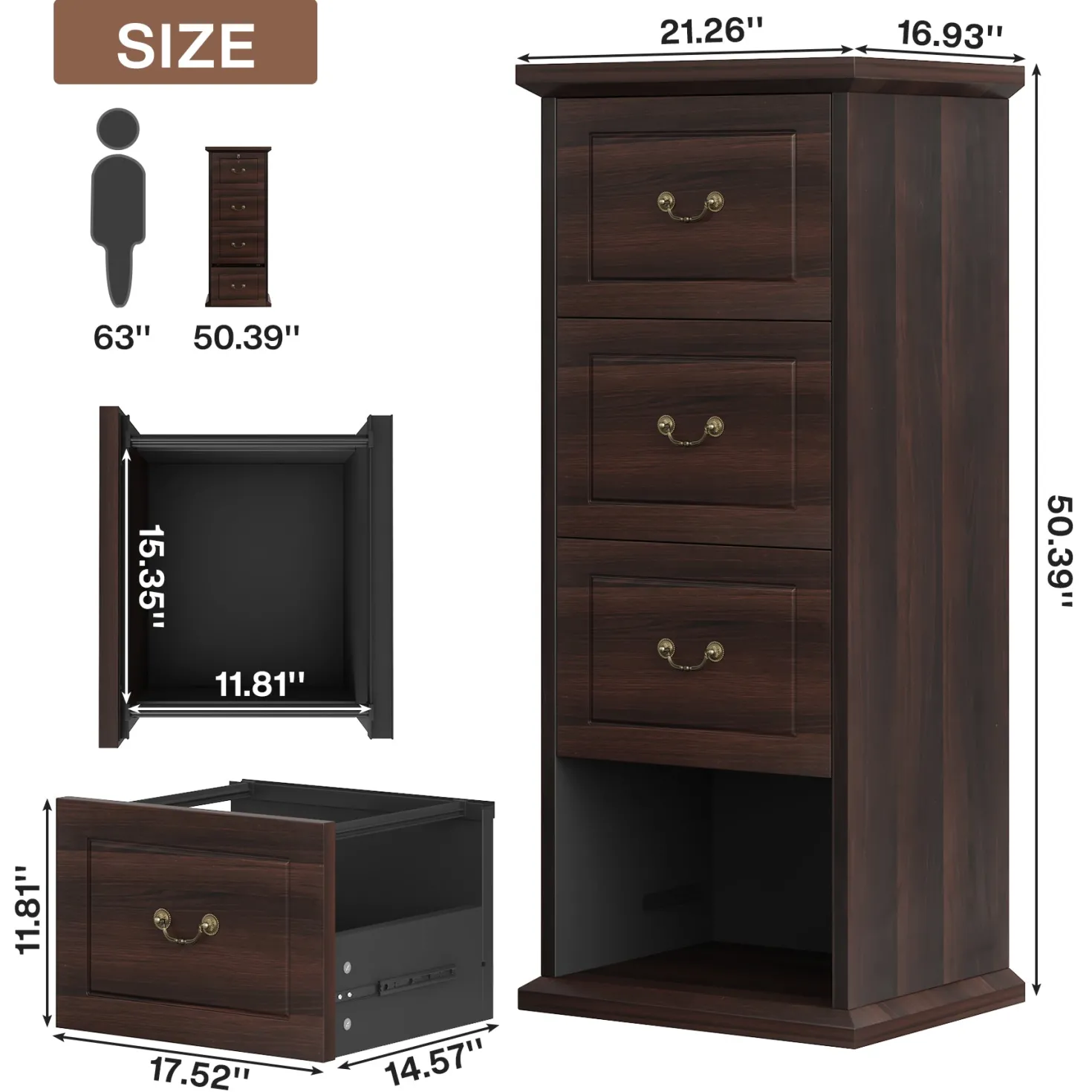 4-Drawer File Cabinet, Vertical Storage Filing Cabinet for A4 /Letter Size