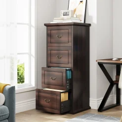 4-Drawer File Cabinet, Vertical Storage Filing Cabinet for A4 /Letter Size