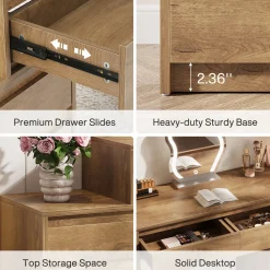 5-Drawer Makeup Vanity Desk, Modern Dressing Table with Cabinet
