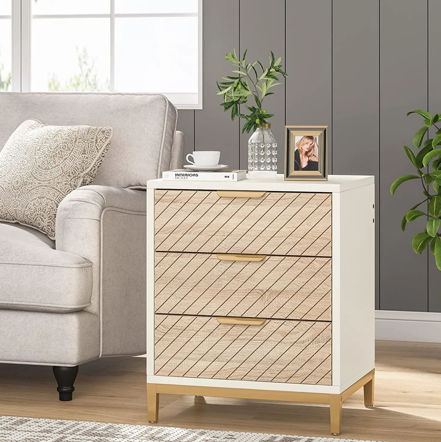 3-Drawer Nightstand Bedside End Table for Bedroom