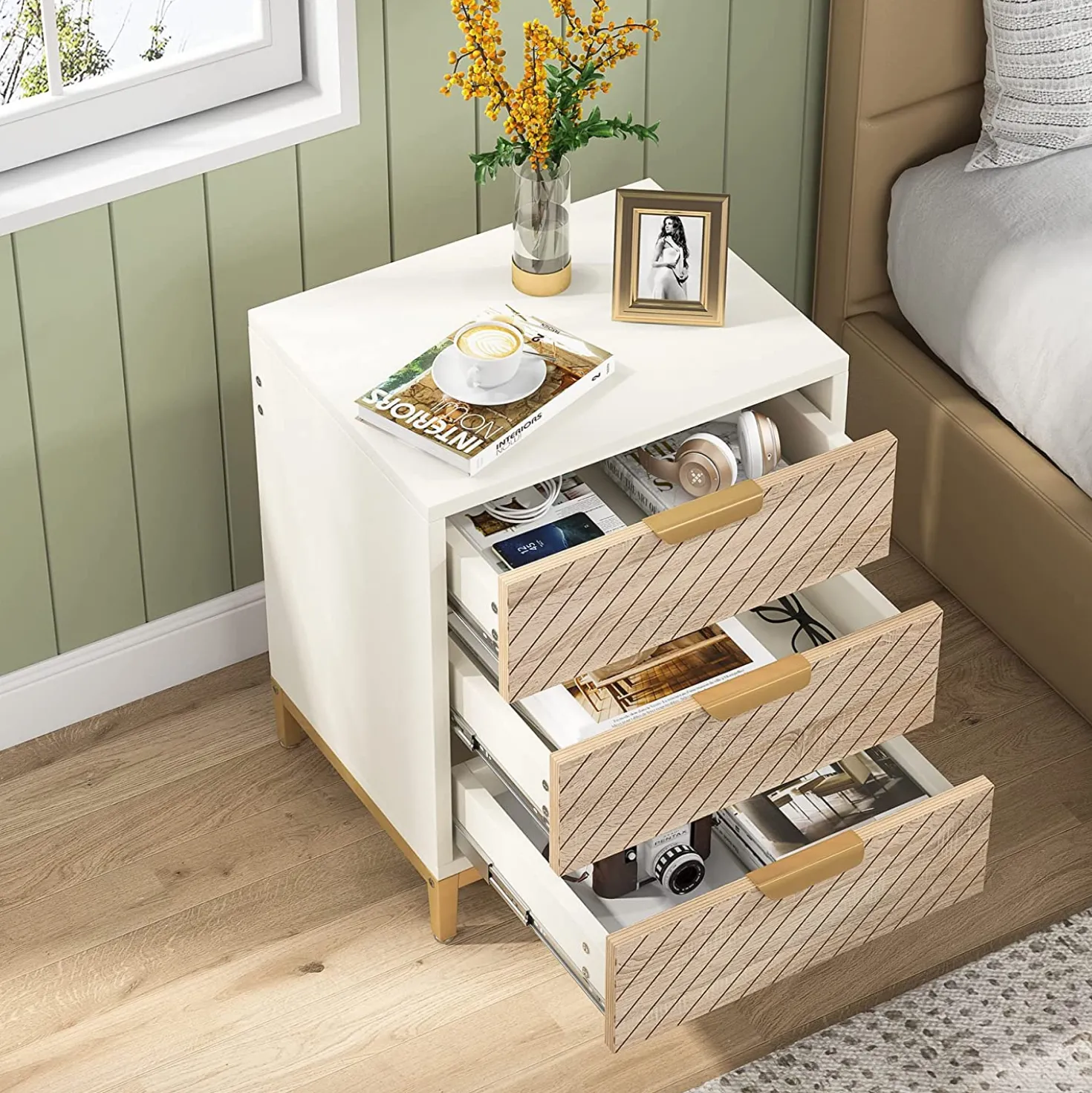 3-Drawer Nightstand Bedside End Table for Bedroom