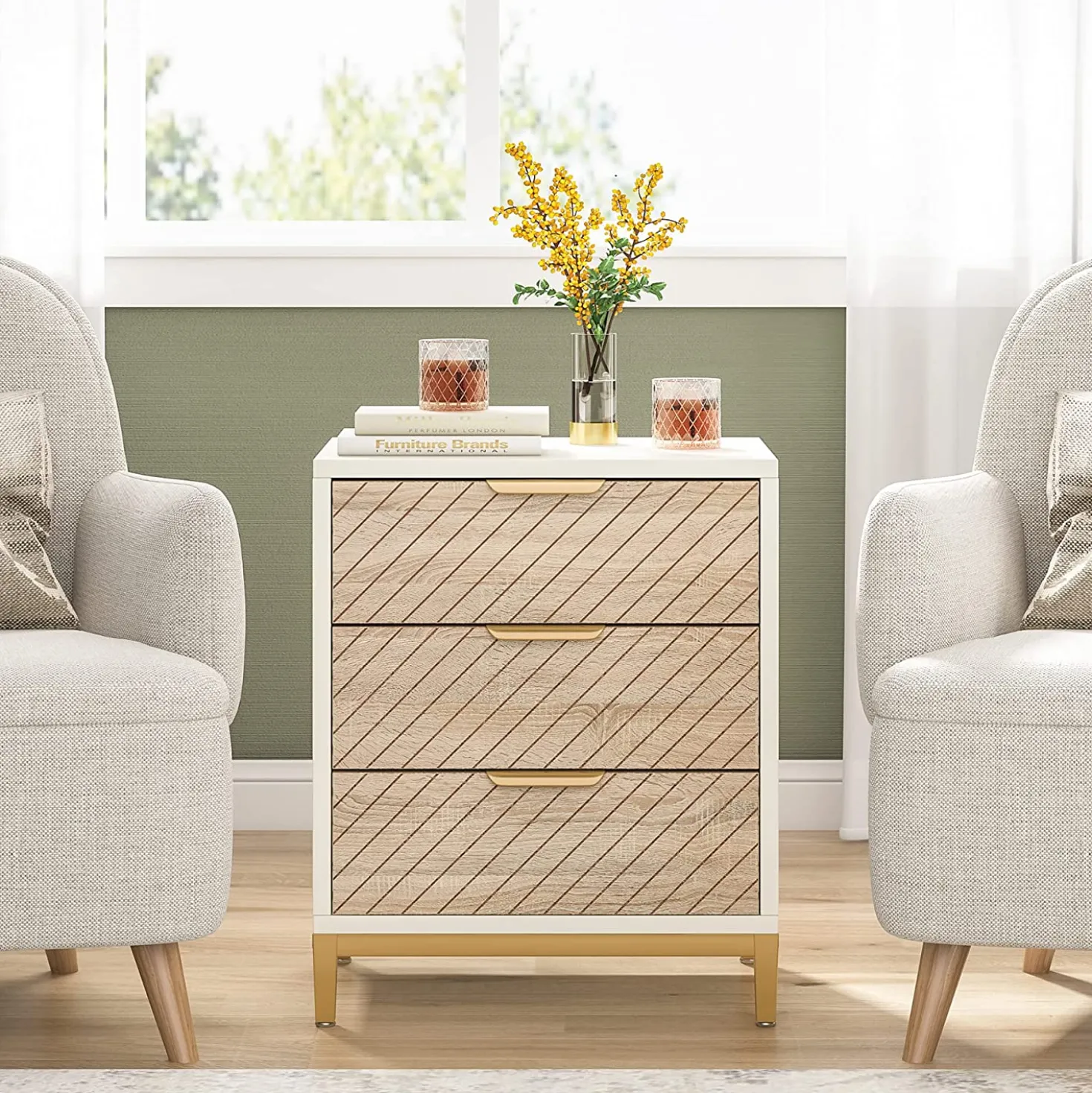 3-Drawer Nightstand Bedside End Table for Bedroom