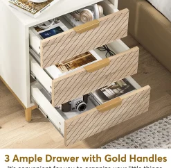 3-Drawer Nightstand Bedside End Table for Bedroom