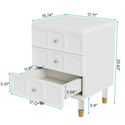 3-Drawer Nightstand Bedside Table with Acrylic Metal Legs