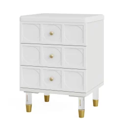 3-Drawer Nightstand Bedside Table with Acrylic Metal Legs
