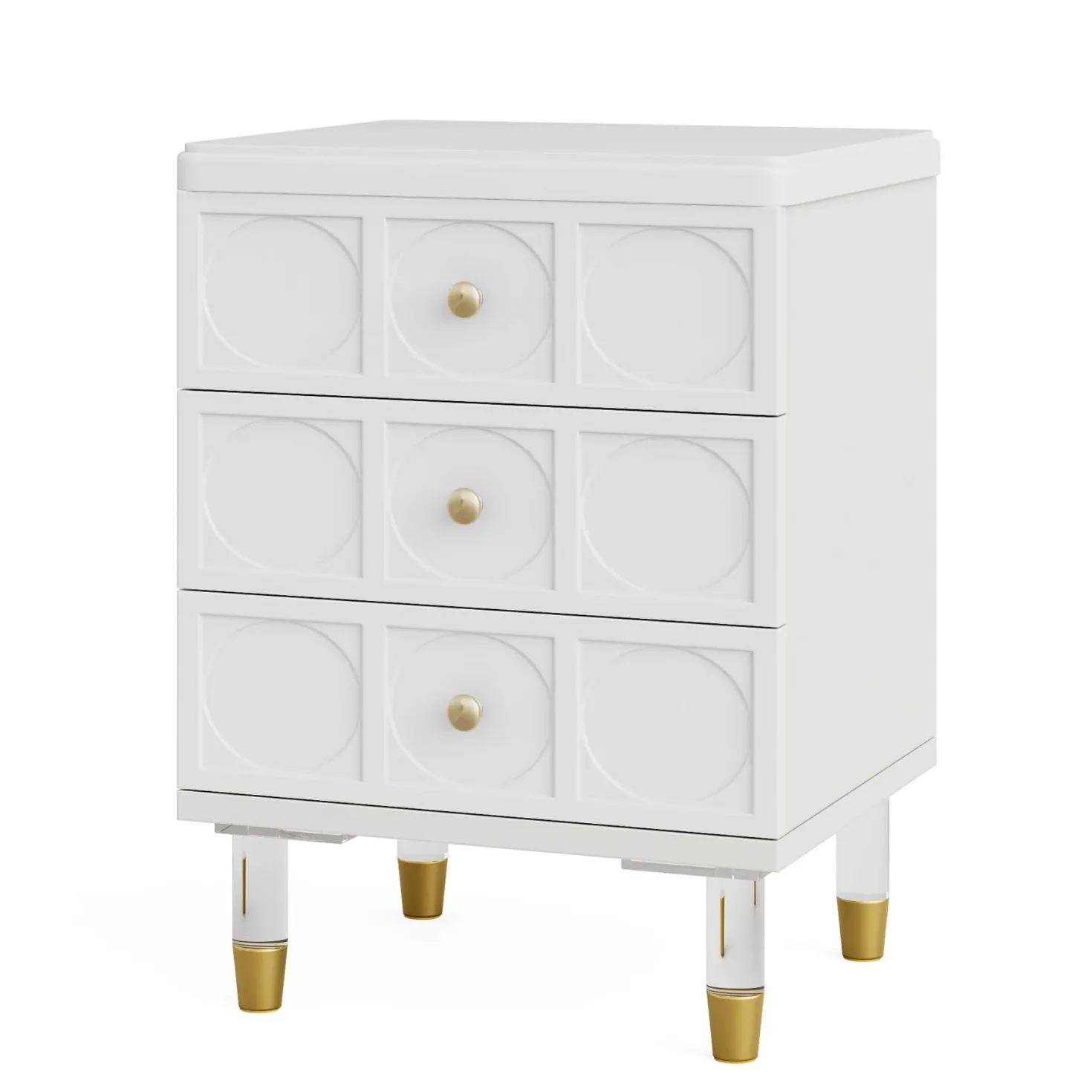 3-Drawer Nightstand Bedside Table with Acrylic Metal Legs