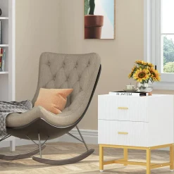 2-Drawer Nightstand, Modern Bedside End Table with Storage