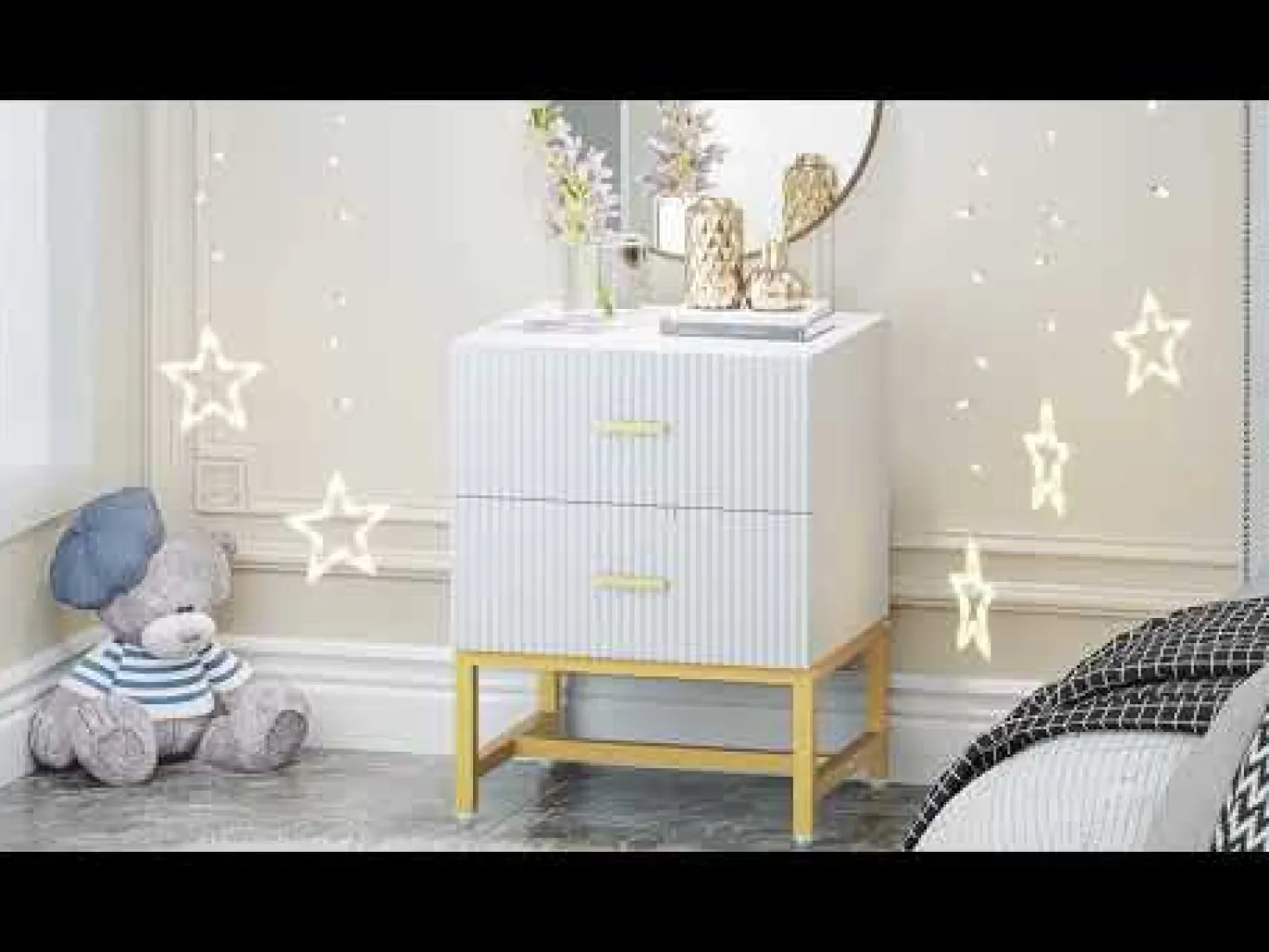 2-Drawer Nightstand, Modern Bedside End Table with Storage