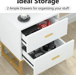 2-Drawer Nightstand, Modern Bedside End Table with Storage