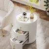 3-Drawer Nightstand, Round Side End Table with Storage (No Assembly Required)