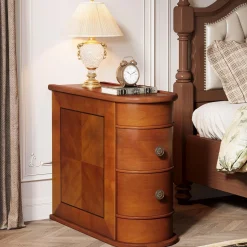 End Table with 2 Drawers, Sofa Side Table with Storage, No Assembly Required